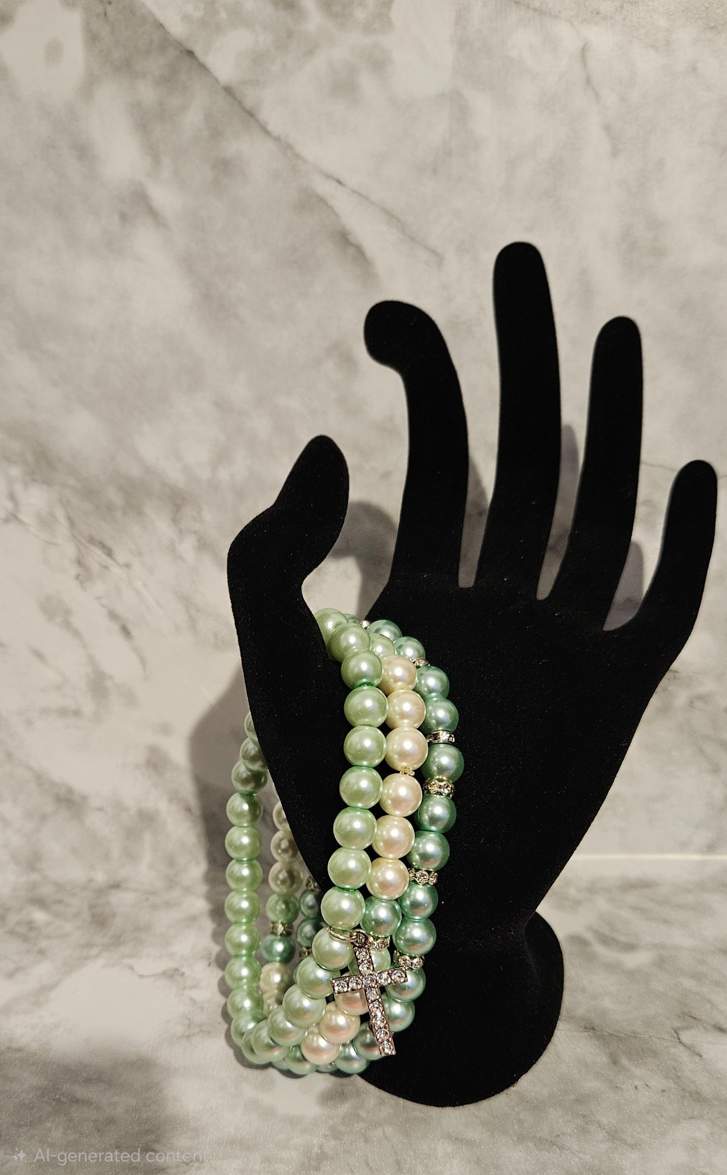 Jade Green Bracelet Stack w/Charm 3pc.