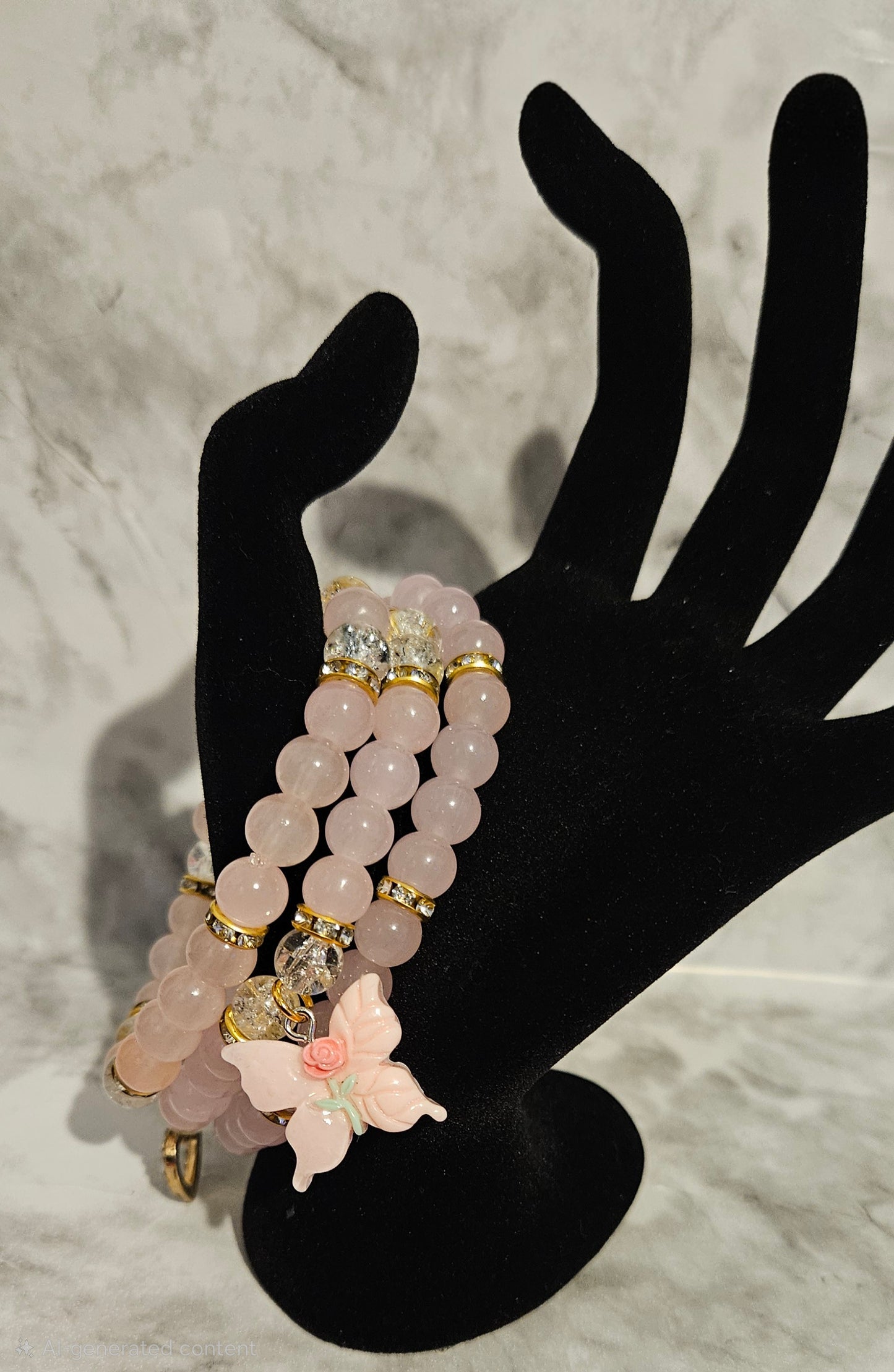 Pink Butterfly Bracelet Stack