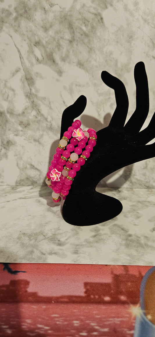 Pink Hawaiian Bracelet Stack 4pc