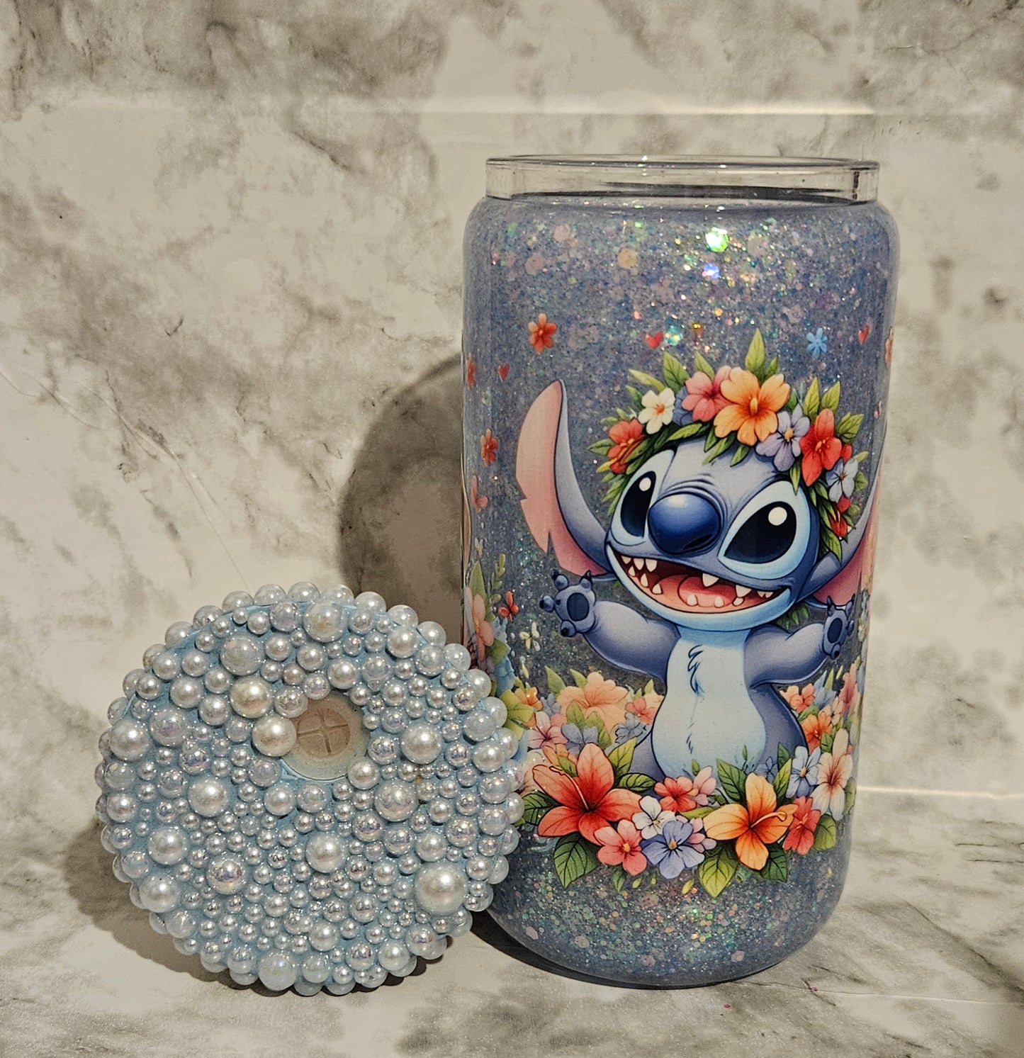 Stitch Snowglobe with Pearl Lid
