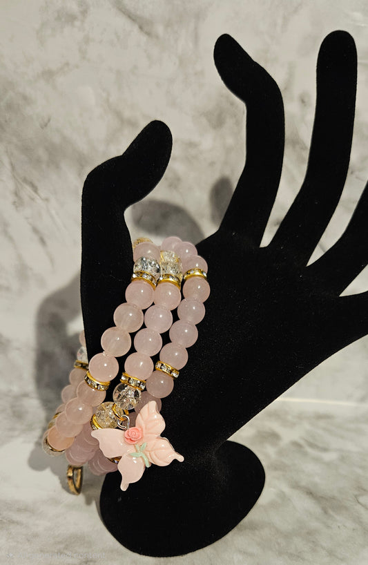 Pink Butterfly Bracelet Stack